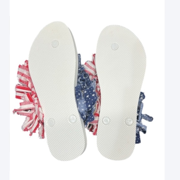 🇺🇸 Handmade 4th of July Flip Flops | American Flag Bows | Size 9 - Picture 2 of 3